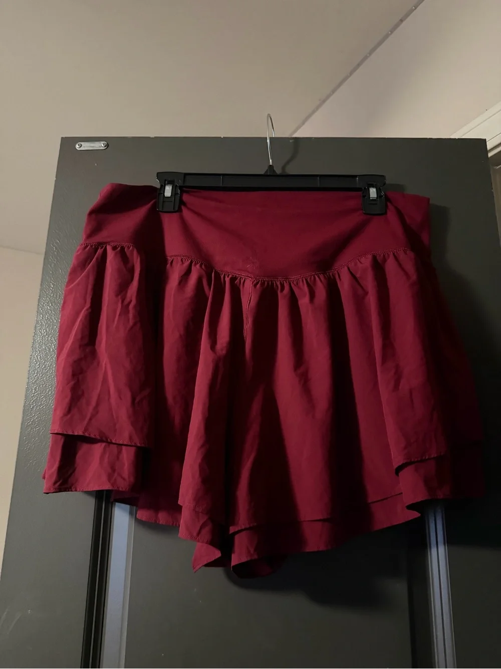 aerie Burgundy Ruffled Skort with Built-In Shorts